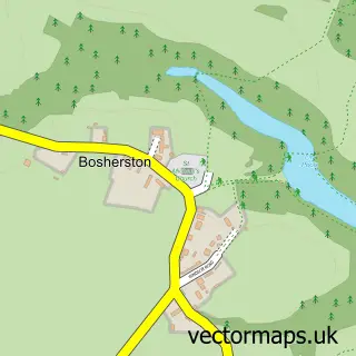Street map sample of Bosherston, Dyfed