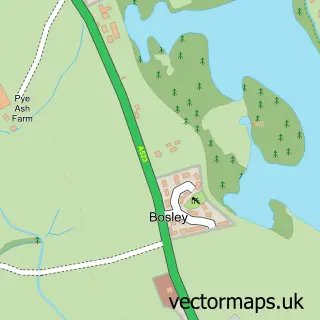 Street map sample of Bosley, Cheshire