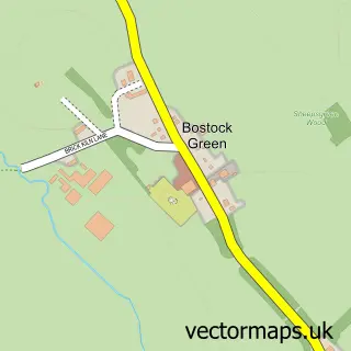 Street map sample of Bostock Green, Cheshire