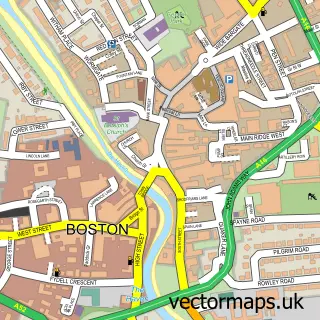 Street map sample of Boston, Lincolnshire