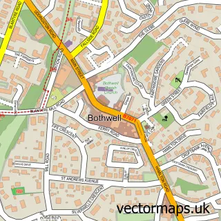 Street map sample of Bothwell, Lanarkshire