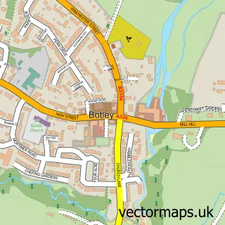 Street map sample of Botley, Hampshire