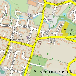 Street map sample of Bottesford, Leicestershire