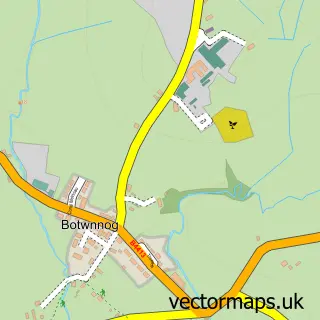 Street map sample of Botwnnog, Gwynedd