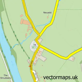 Street map sample of Boughrood, Powys