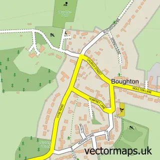 Street map sample of Boughton, Northamptonshire
