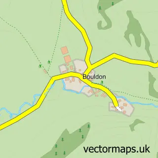 Street map sample of Bouldon, Shropshire
