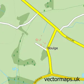 Street map sample of Boulge, Suffolk