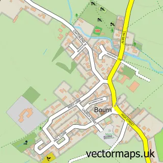 Street map sample of Bourn, Cambridgeshire