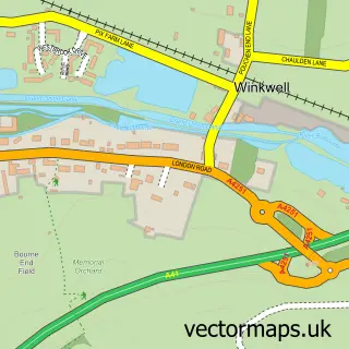 Street map sample of Bourne End, Hertfordshire