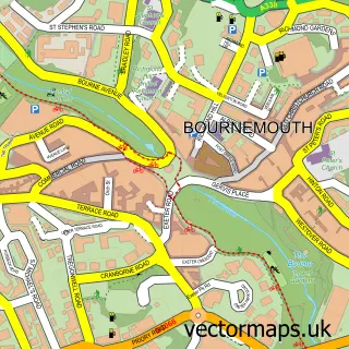 Street map sample of Bournemouth, Dorset