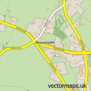 Street map sample of Bournheath, Worcestershire