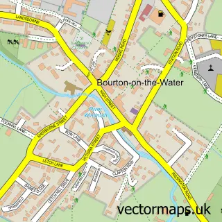 Street map sample of Bourton-on-the-Water, Gloucestershire