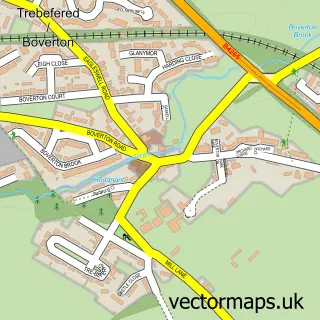 Street map sample of Boverton, South Glamorgan