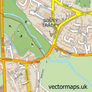 Street map sample of Bovey Tracey, Devon