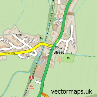 Street map sample of Bow Street, Dyfed