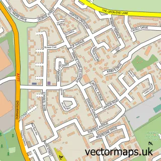Street map sample of Bowburn, Durham