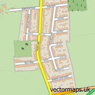 Street map sample of Bowers Gifford, Essex