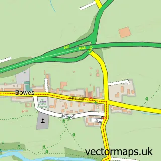Street map sample of Bowes, Durham