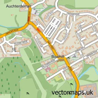 Street map sample of Bowhill, Fife