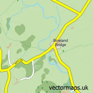 Street map sample of Bowland Bridge, Cumbria