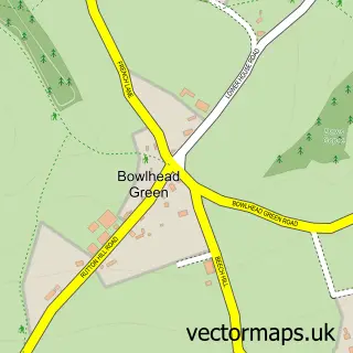 Street map sample of Bowlhead Green, Surrey