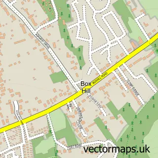 Street map sample of Box Hill Village, Surrey