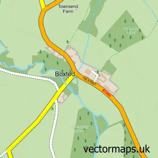 Street map sample of Boxted, Suffolk