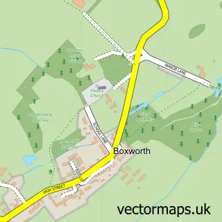 Street map sample of Boxworth, Cambridgeshire