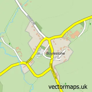 Street map sample of Boylestone, Derbyshire