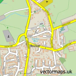 Street map sample of Bozeat, Northamptonshire