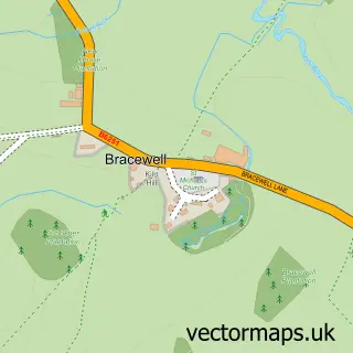 Street map sample of Bracewell, Lancashire
