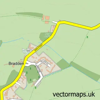 Street map sample of Bradden, Northamptonshire