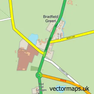 Street map sample of Bradfield Green, Cheshire