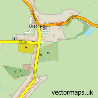 Street map sample of Bradfield, Essex