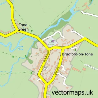Street map sample of Bradford on Tone, Somerset
