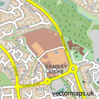 Street map sample of Bradley Stoke, Gloucestershire