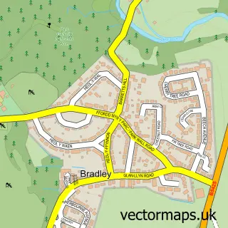 Street map sample of Bradley, Clwyd