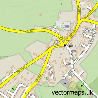 Street map sample of Bradninch, Devon