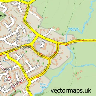 Street map sample of Bradpole, Dorset