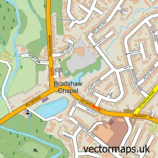 Street map sample of Bradshaw, Greater Manchester