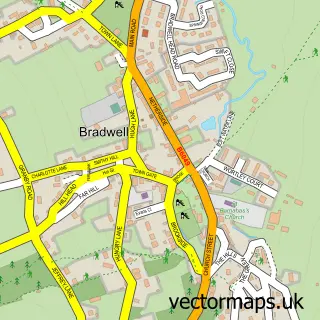 Street map sample of Bradwell, Derbyshire