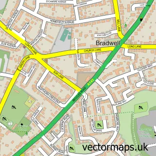Street map sample of Bradwell, Norfolk
