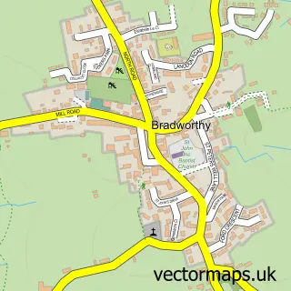 Street map sample of Bradworthy, Devon