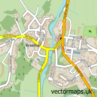 Street map sample of Braemar, Aberdeenshire