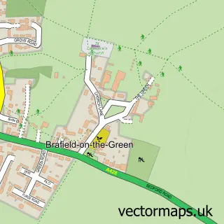 Street map sample of Brafield-on-the-Green, Northamptonshire