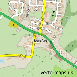 Street map sample of Brailsford, Derbyshire
