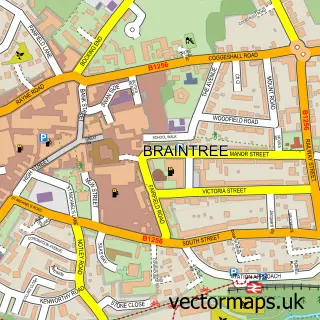 Street map sample of Braintree, Essex