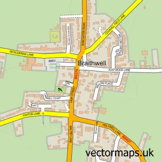 Street map sample of Braithwell, South Yorkshire