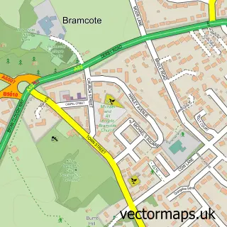 Street map sample of Bramcote, Nottinghamshire